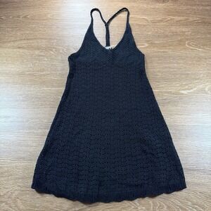 Lulus Women's Small Black Crochet Knit Mini Dress Racerback Stretch Vacation Fit